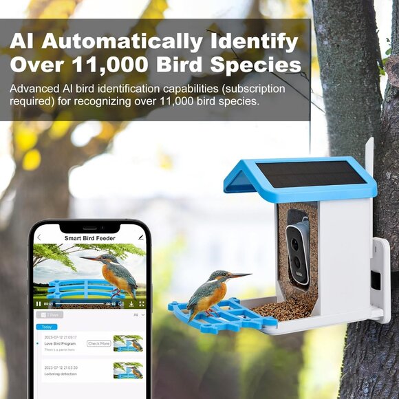 Smart Bird Feeder with Camera Solar Powered & Wireless Outdoor, HD Auto-Capture - Picture 2 of 6